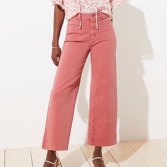 LOFT Denim - ❗️ON TREND NWT PINK WIDE LEG HIGH WAIST CROP JEANS